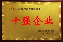 二〇一八年度全市發(fā)展建筑業(yè)十強企業(yè)